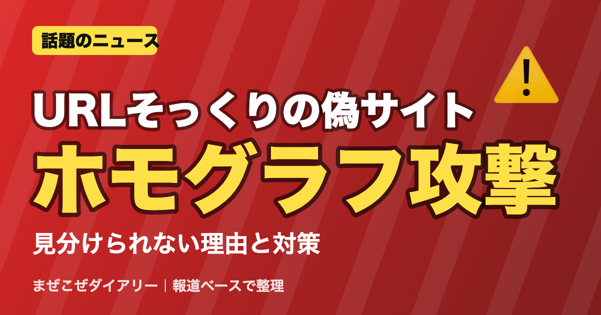 URLそっくりの偽サイト ホモグラフ攻撃 ニュースまとめ
